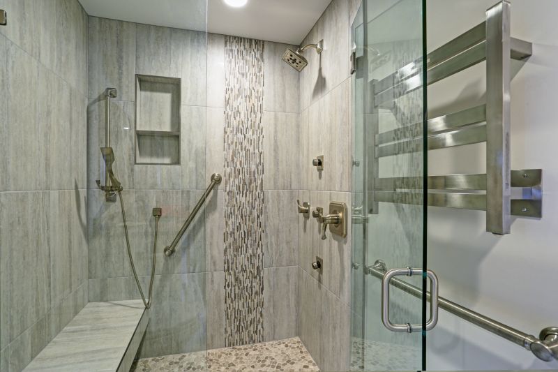 Contemporary Shower with Recessed Shelves